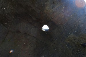 through a hole